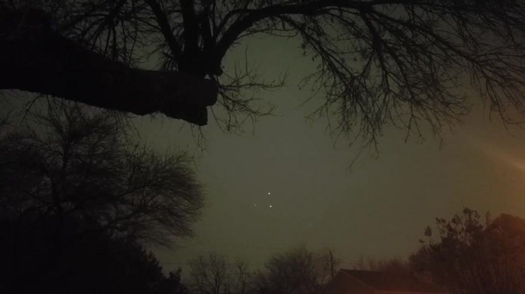 A woman from Texas noticed a strange triangular formation of lights floating in the sky. Stephanie W